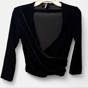 Elegant Black Wrap Velvet Top